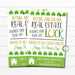 St Patricks Day Pop-By Tag, Buying and Selling Real Estate Requires More than Luck Open House Realtor Pop By, Real Estate Marketing Editable