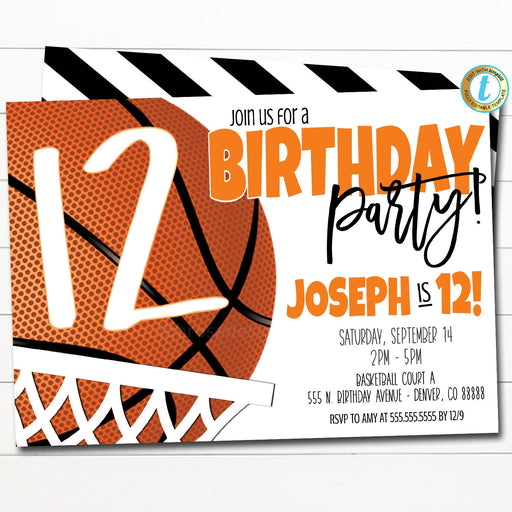 Basketball Birthday Invitation, It's Game Time, Editable basketball team party, Boy Sports Birthday Invitation, DIY Printable Template