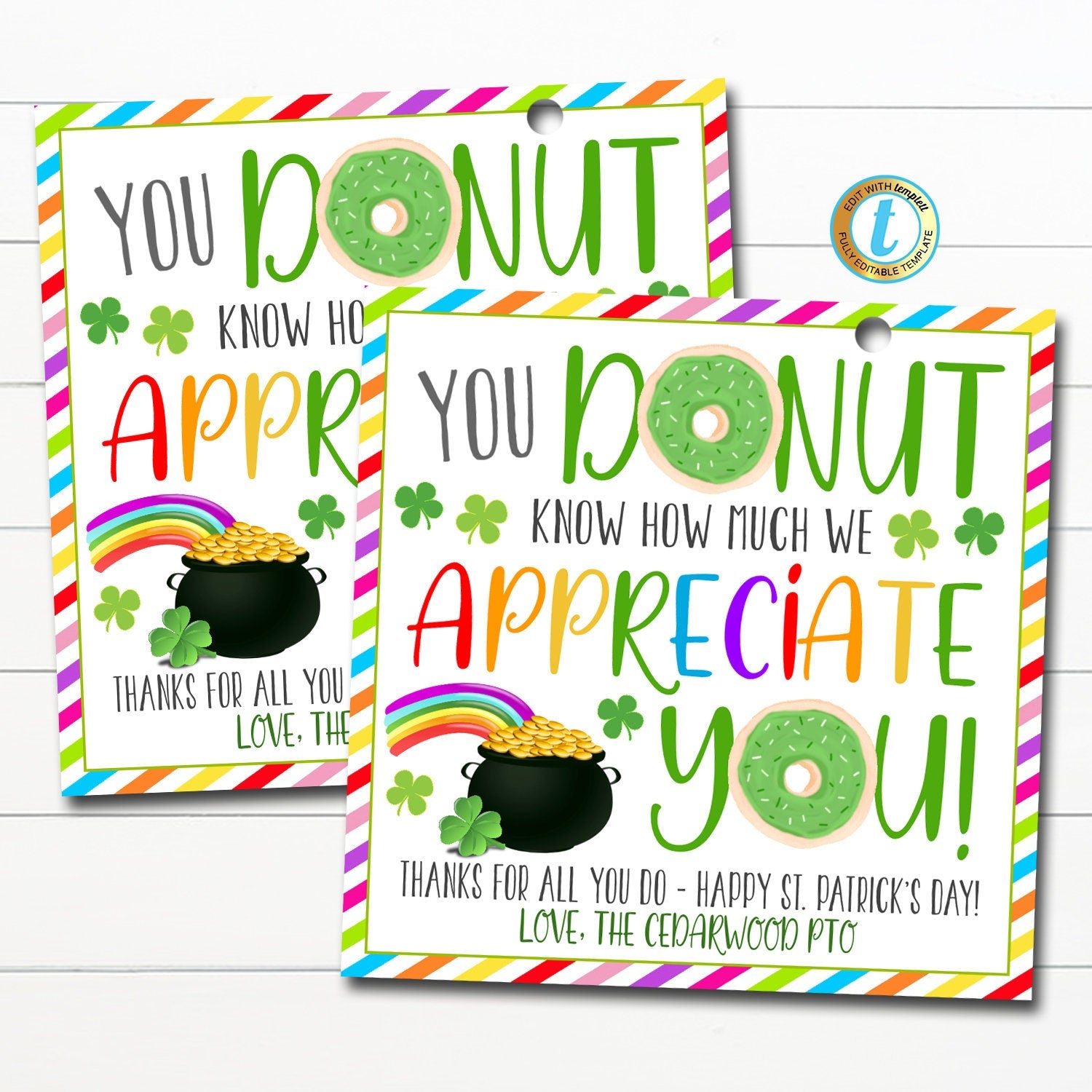 St. Patrick's Day Donut Gift Tag | TidyLady Printables st-patrick-s-day-donut-gift-tag-tidylady-printables