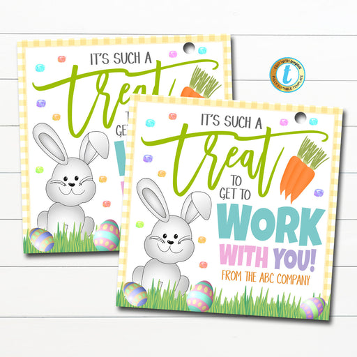 Easter Coworker Gift Tags, It's a Real Treat to Work With You Candy Chocolate Cookie Sweet Treat Gift Label, Office Staff Editable Template