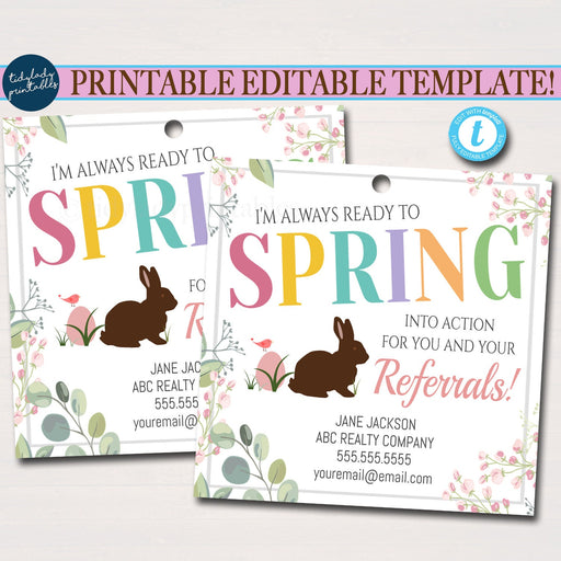 Spring Floral Realtor Tags, Easter Pop by Tags, Real Estate Pop By Tag, Realtor Marketing, Referral Spring into Action for Business EDITABLE