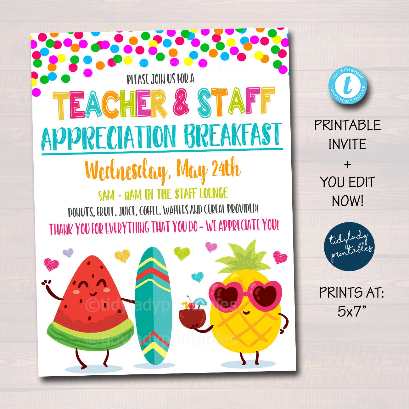 Teacher Appreciation Staff Party Invitation | Tropical Fruit — TidyLady Printables teacher-appreciation-staff-party-invitation-tropical-fruit-tidylady-printables