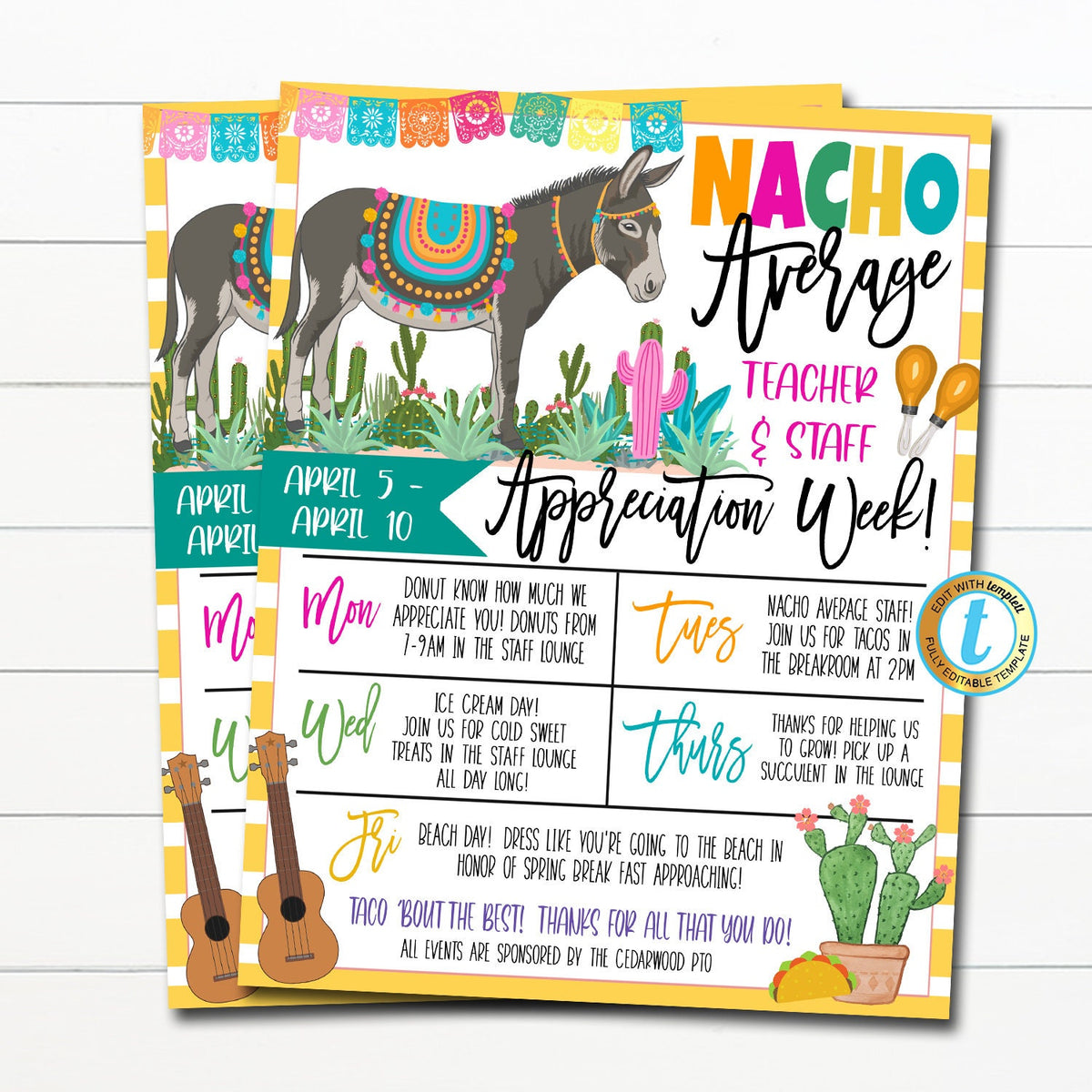 Nacho Average Teacher Appreciation Week Itinerary Flyer — TidyLady ...