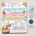 Spring Easter Donations Drive Flyer,  Toiletries Drive Food Drive, School Church, Community Benefit Charity Nonprofit, DIY EDITABLE TEMPLATE