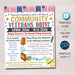 American Veterans Donations Drive Flyer,  Military Soldiers Heros Toiletries Food Drive, Church Community Benefit Charity, EDITABLE TEMPLATE