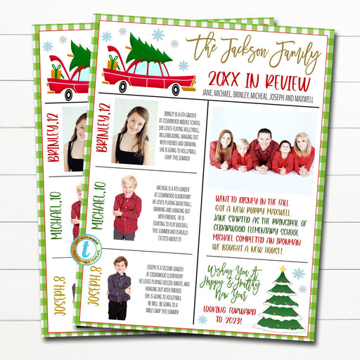 Christmas Newsletter Year In Review Template, Holiday Family Christmas Letter, All about our Year, Christmas Card Digital Template, EDITABLE
