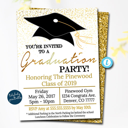EDITABLE Graduation Ceremony Set, Party Invitation, High School Graduation Program Template, DIY Digital Ticket, Graduation Announcement