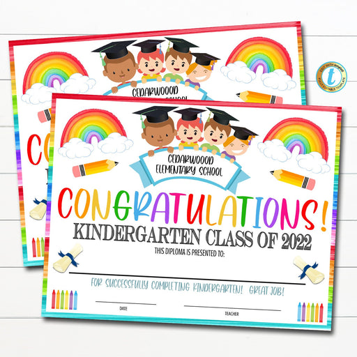 EDITABLE Graduation Certificate ANY GRADE Printable Diploma Kindergarten Preschool PreK Graduate School Graduation Ceremony Instant Download