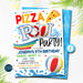 Pizza and Pool Party Invite and Thank You Favor Tag Set, Printable End of or Back to School Party, Summer Kids Birthday, EDITABLE TEMPLATE