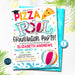 Pizza and Pool Party Graduation Invitation, Printable Grad Invite Preschool Kindergarten, High School Grad Party Summer Backyard, EDITABLE