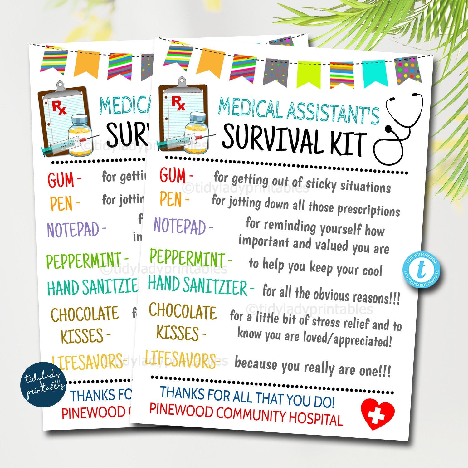 Medical Assistant Survival Kit Gift Tag | TidyLady Printables for Free Printable Dot Medical Card