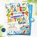 Editable Water gun birthday invitation, Let's get soaked digital invite Evite, Splash Pad Water Balloon Pool Party, DIY EDITABLE TEMPLATE