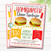 Hamburger Dinner Flyer, Editable Hamburger fundraiser invitation, pto pta Church School Charity fundraiser, Hamburger Fundraiser Template