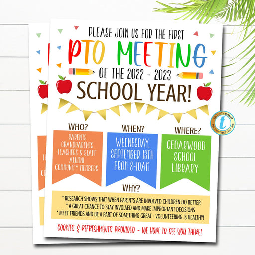 Editable PTO PTA Meeting Flyer, Pto/pta Parent Newsletter, School Volunteer Fundraiser Event, We Need You Why Join the Pto Facts Template