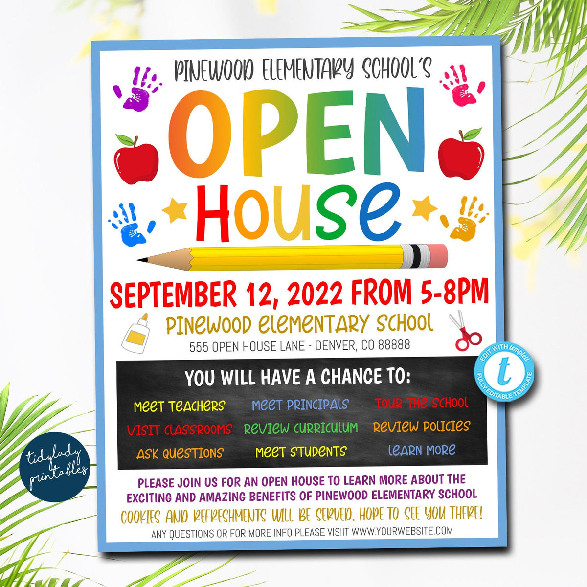 School Open House Flyer Template Back to School Invitation — TidyLady