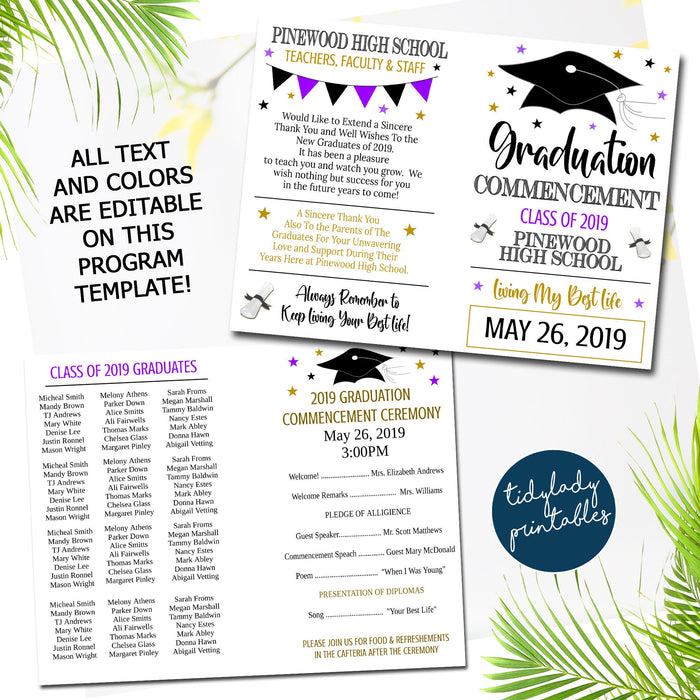 Graduation Ceremony Program Template | High School Graduation ...