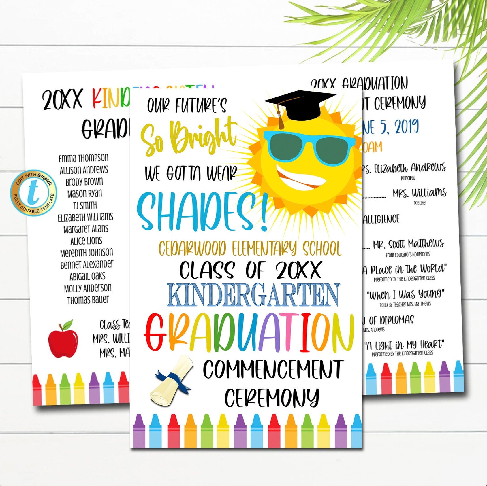 Kindergarten Graduation Ceremony Program Template — TidyLady Printables