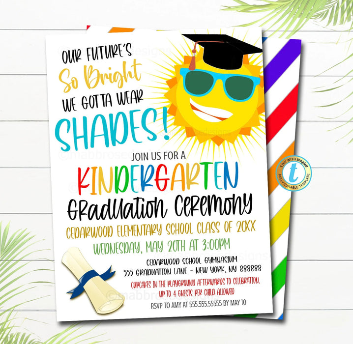 Future is So Bright Graduation Set, Invite Printable Kindergarten Preschool Any Age Grad School Ceremony Program Diploma, EDITABLE TEMPLATE