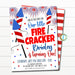4th of July Invitation, Firecracker Invitation, Kids Birthday backyard summer party, Firework Invite, Fourth of july first birthday EDITABLE