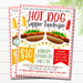 Hot Dog Dinner Flyer, Editable Hot Dog fundraiser invitation, pto pta Church School Charity fundraiser, Hot Dog Fundraiser Template