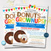 Donuts With Grownups Flyer, School PTO PTA, Father Mother Parent Grandparent Adult Breakfast Brunch Lunch Invitation Event Flyer Fundraiser