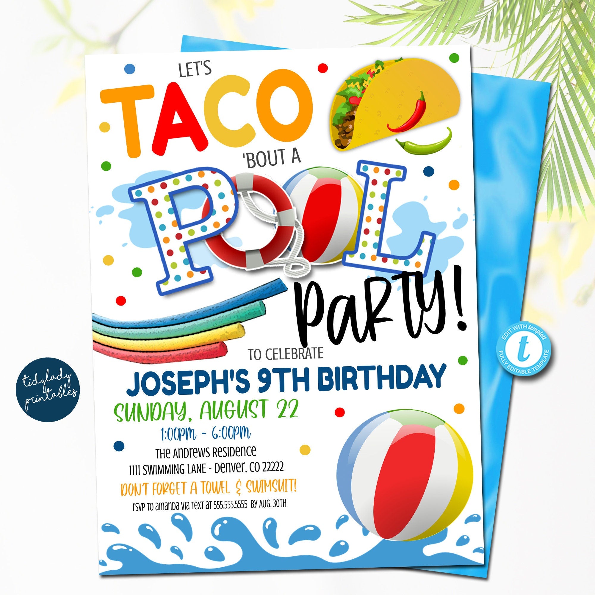 Tacos and Pool Party Invitation | End Of Summer Party — TidyLady Printables tacos-and-pool-party-invitation-end-of-summer-party-tidylady-printables