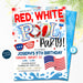 4th of July Invitation, Pool Party Invitation, Birthday invite, red white blue pool party Invite, kids summer swim party, EDITABLE TEMPLATE
