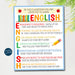 ENGLISH Classroom Poster,  English Classroom Decor, Classroom Rules Poster, High School English Teacher, English Teacher Gifts, ELA Teacher