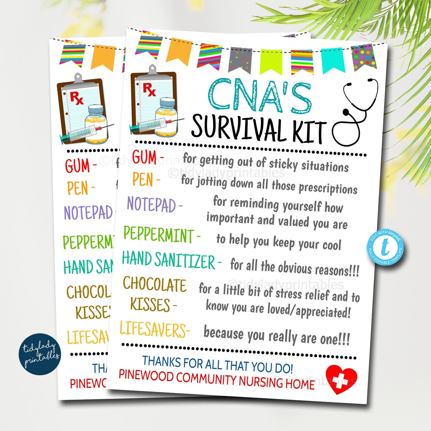 cna survival kit gift tags | tidylady printables