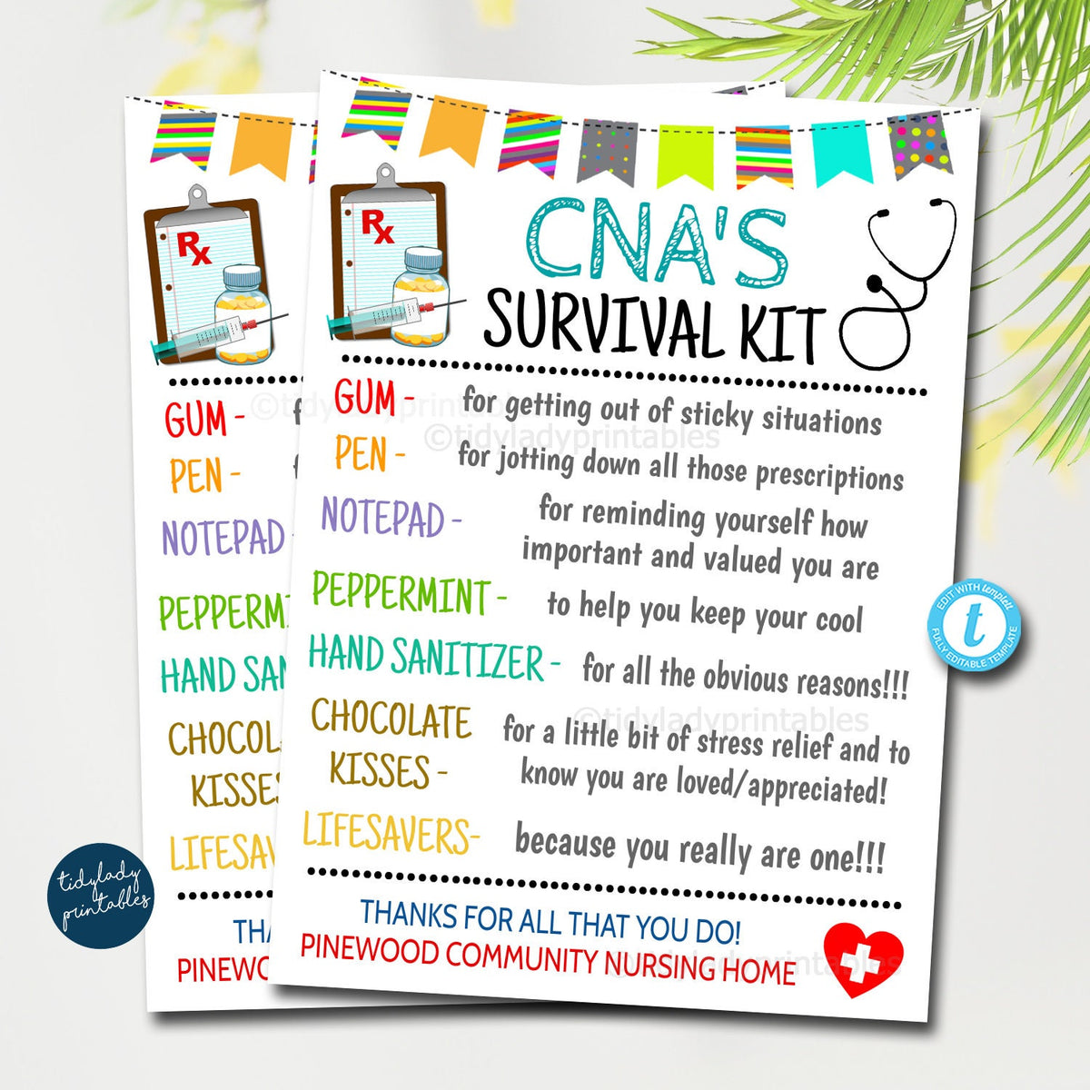 CNA Survival Kit Gift Tags | TidyLady Printables