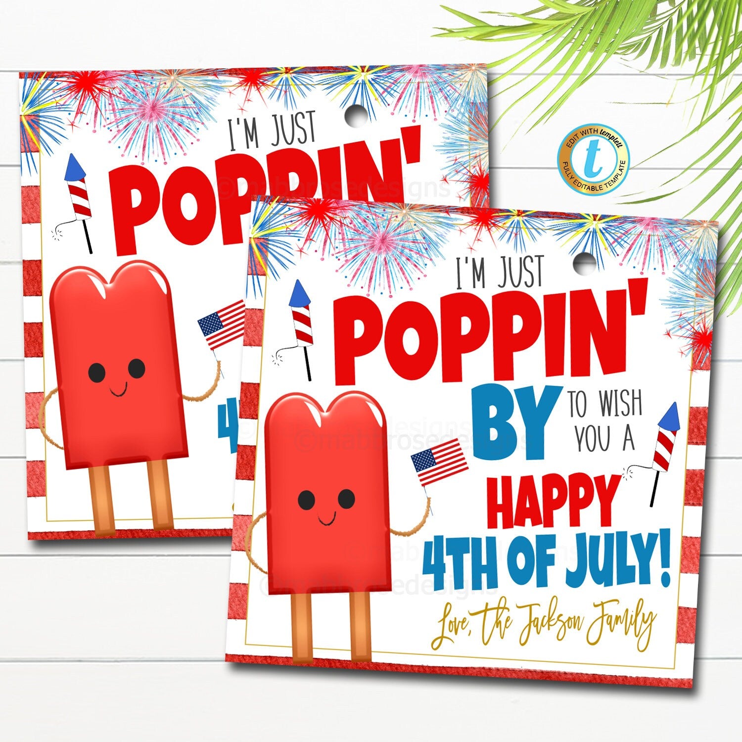 4th of July Popsicle Gift Tag, Fourth of July Printable Tag — TidyLady Printables for Free Printable 4th Of July Gift Tags