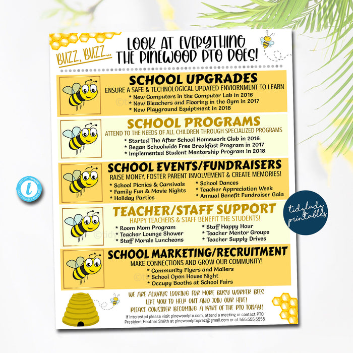 EDITABLE PTO PTA Form, Did you Know the Pto Pta Does That Flyer, Printable Handout, School Fundraiser Event, Why Donate Volunteer Template