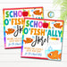 Back to School Goldfish Tags, School is ofishally here, First day of school student gift, Kindergarten Elementary Classroom Teacher EDITABLE