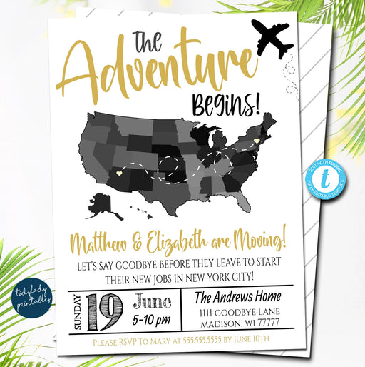 Map Invitation Template, DIY Editable Going Away Party Invite, Printable Missionary Farewell Party Invite, Moving Party, Bon Voyage Party