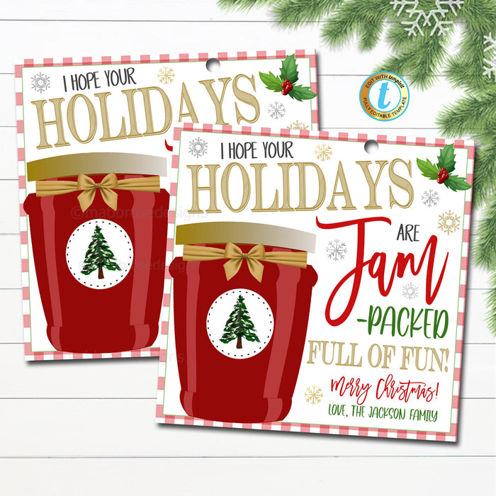Christmas Jam Gift Tag, Jam Packed with Fun Holiday Teacher Staff Employee Jelly Treat Tag, School Pto Pta Xmas, DIY Editable Template