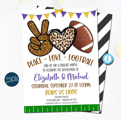 Football Engagement Invitation, Touchdown Party Coed Couples Tailgate Party, Any Team Sports, Fall Invitation, Autumn Celebration, EDITABLE