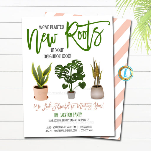 Editable We're New to the Neighborhood cards, We've Planted New Roots, Welcome to the Community, Meet your Neighbors Card Editable Template,