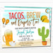 Tacos and Beer Baby Shower Invitation, Dad Diaper Party, Watercolor Printable Baby Sprinkle Fiesta Couples Shower Invite, EDITABLE TEMPLATE