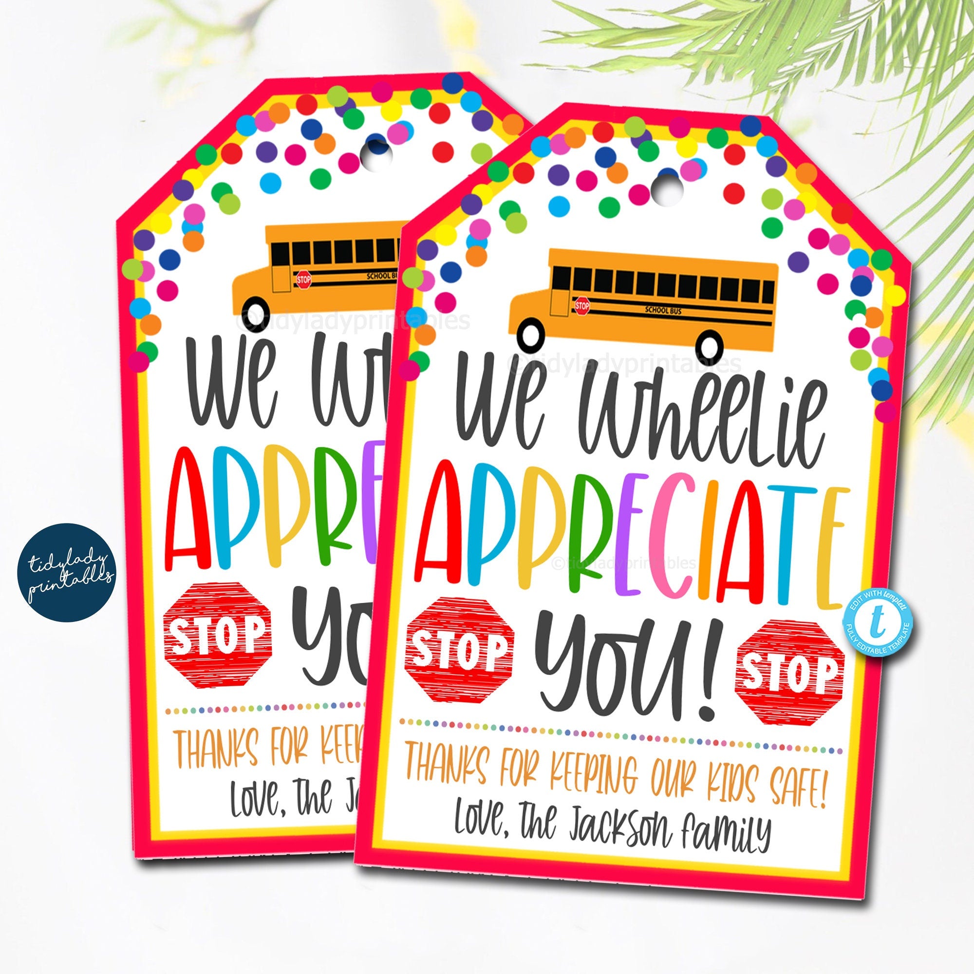 Bus Driver's Thank You Tags | National Bus Driver Appreciation — TidyLady Printables for Free Printable Bus Driver Thank You