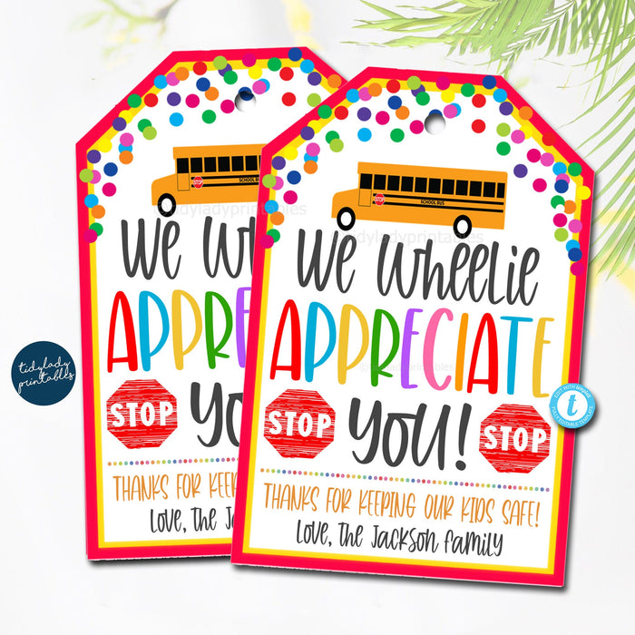 Bus Driver's Thank You Gift Tags, National Bus Driver Appreciation Day, School Staff Thank you Gift Tag, Printable DIY Editable Template