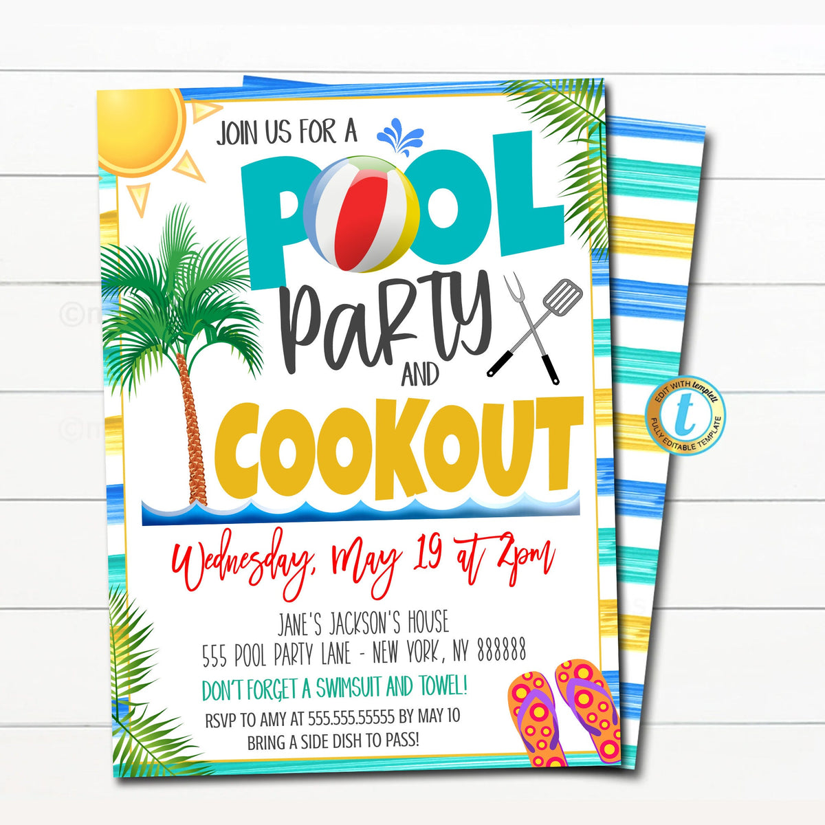 End of School Pool Party Invitation
