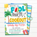 EDITABLE End of School Pool Party Invitation, Pool Party and Cookout, Pool Side Printable Digital Invite, Backyard bbq Invite, Splish Splash