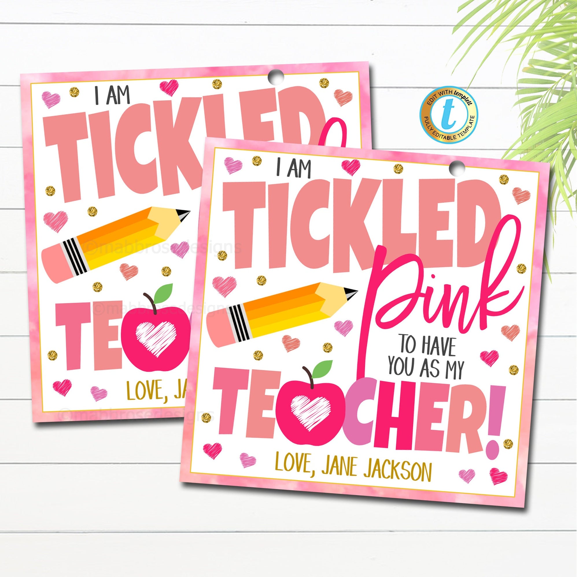 Tickled Pink Teacher Gift Tag | TidyLady Printables