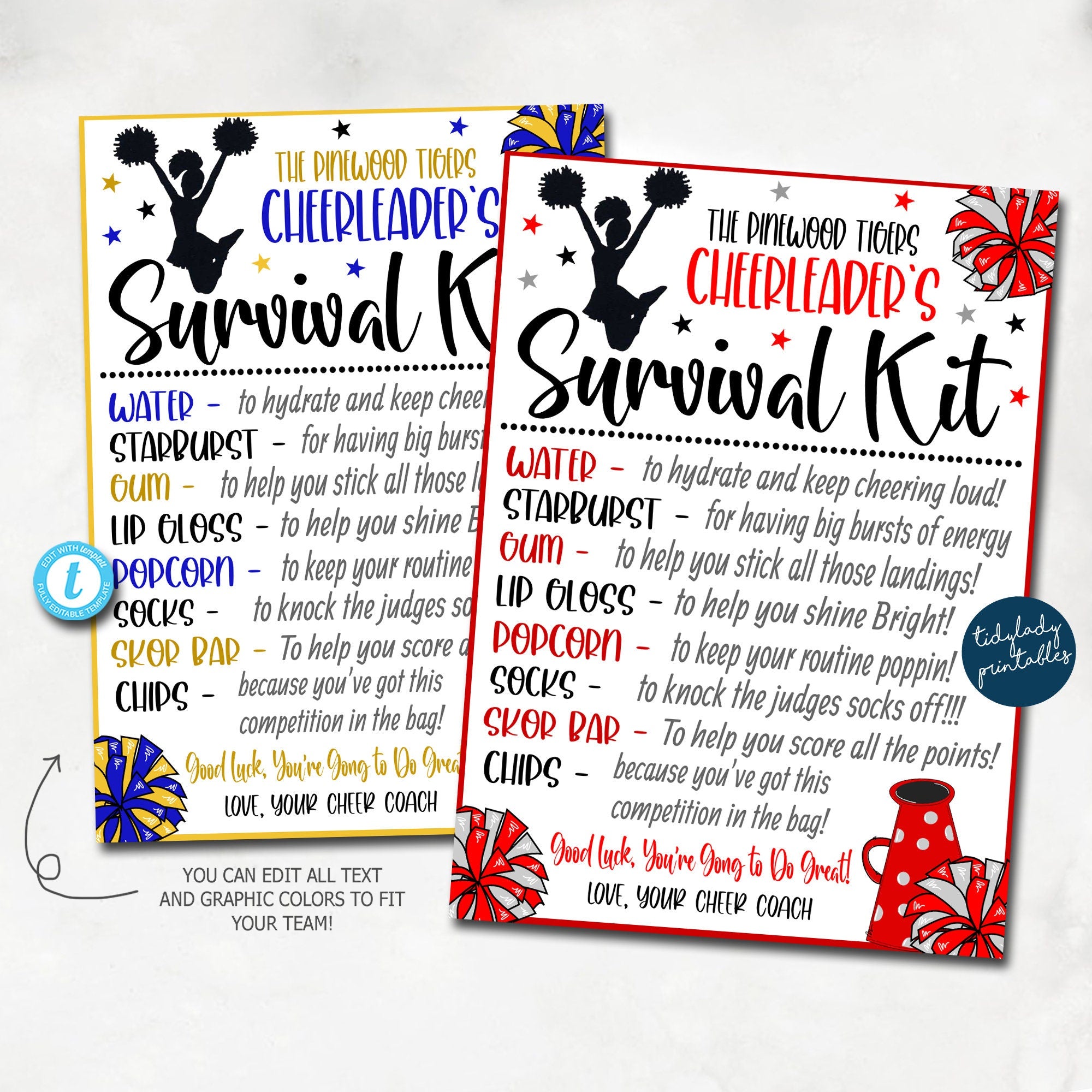 Cheerleader Survival Kit Printable | TidyLady Printables cheerleader-survival-kit-printable-tidylady-printables