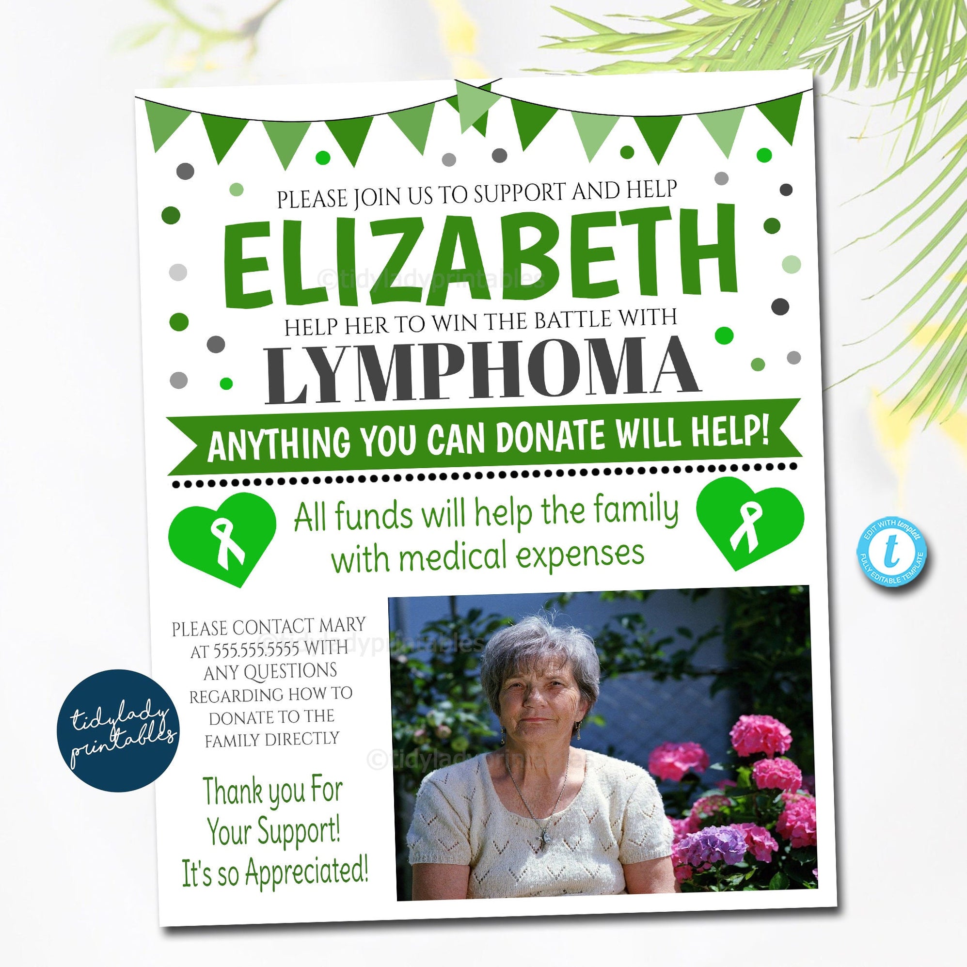 Lymphoma Benefit Fundraiser Flyer | Green Ribbon Charity — TidyLady ...