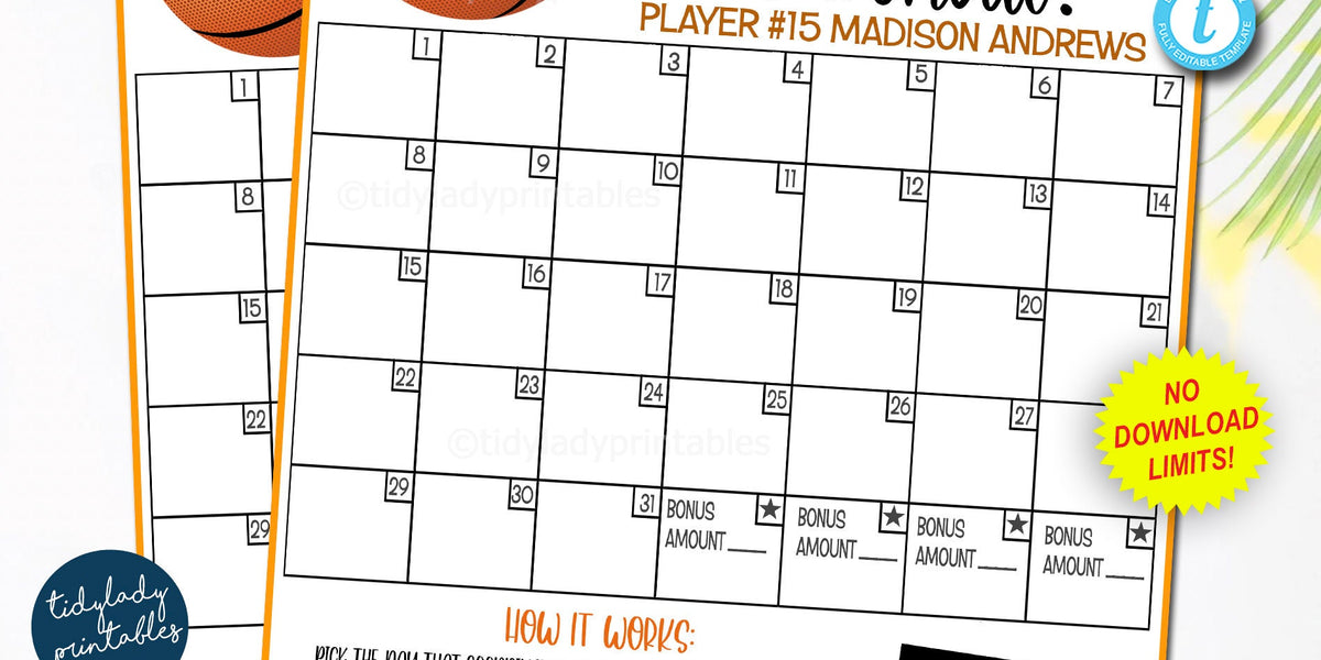 Basketball Pick a Date to Donate Printable Flyer — TidyLady Printables