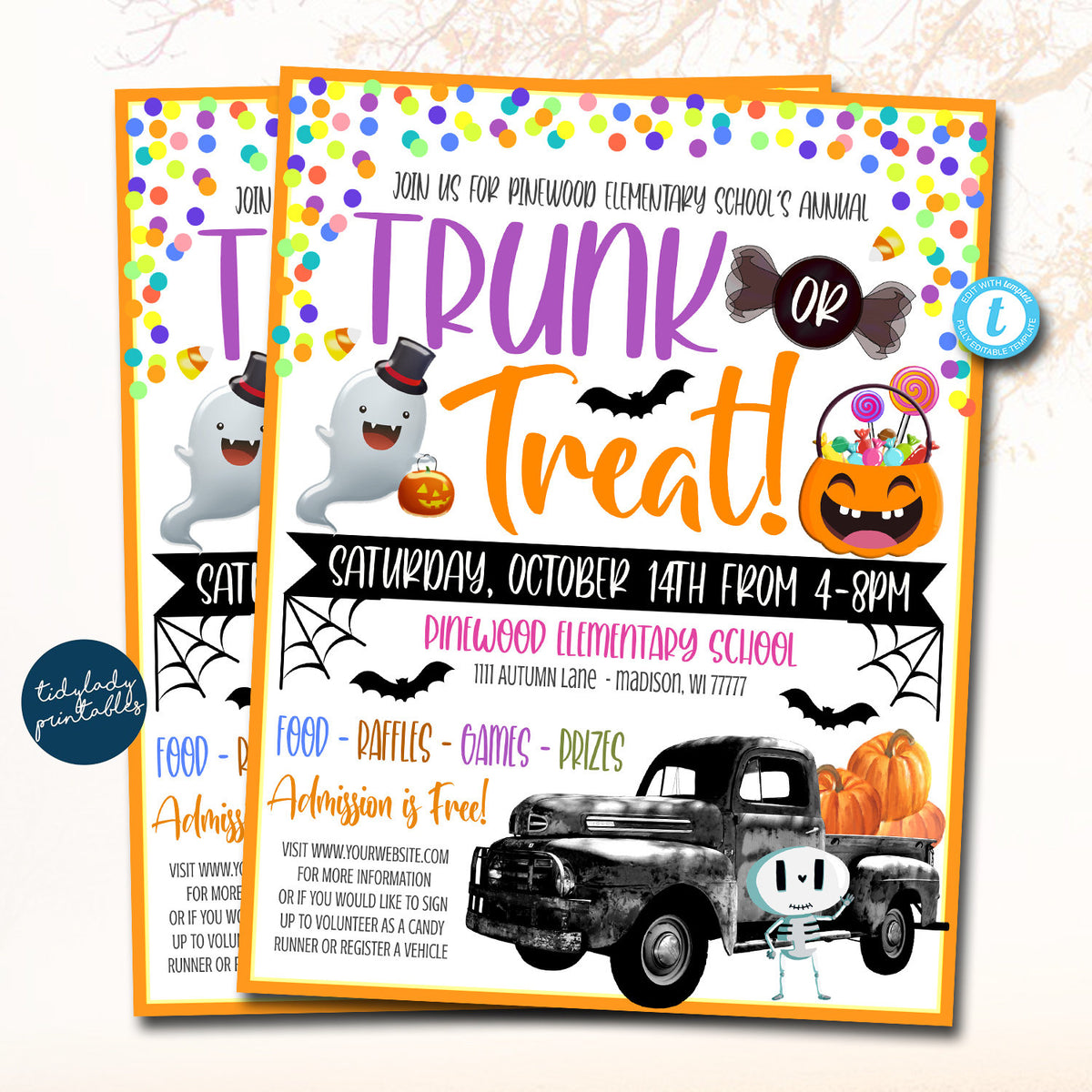 Trunk or Treat Flyer Invitation Poster Halloween Templates — TidyLady ...