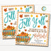 Fall Realtor Pop By Tag, Happy Fall Ya'll Teal Blue Wagon Pumpkins, Small Business Marketing Client Referral Printable, Editable Template