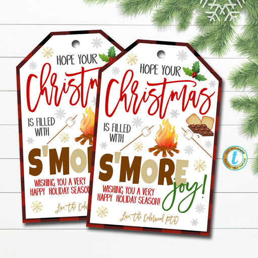 Christmas S'mores Gift Tag, Chocolate Candy Gift, Client Nurse Teacher Staff Employee Holiday Appreciation Thank You Tag, Editable Template