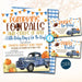 Pumpkin and Footballs Boy Baby shower Invitation, Blue Truck, Touchdown Coed Couples Tailgate Party, Fall Invitation, Boy Autumn TEMPLATE